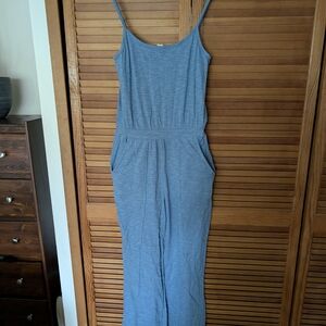 UpWest Blue Jumpsuit with Spaghetti Straps and Fitted Waist
